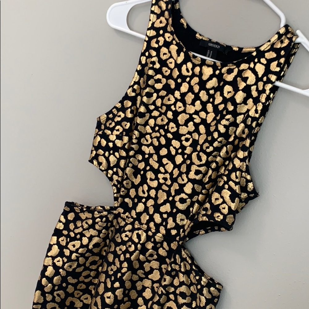 Gold and black cheetah print dress